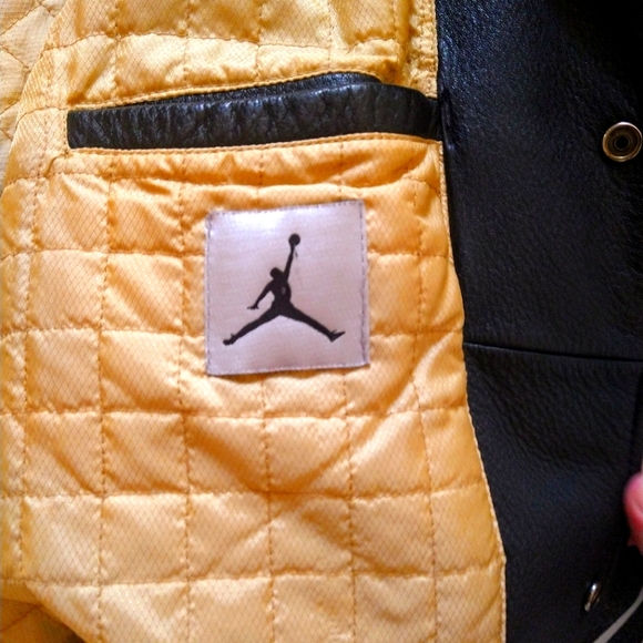 Rare 2001 Michael Jordan Leather Jacket blk/cream size L - Picture 5 of 7